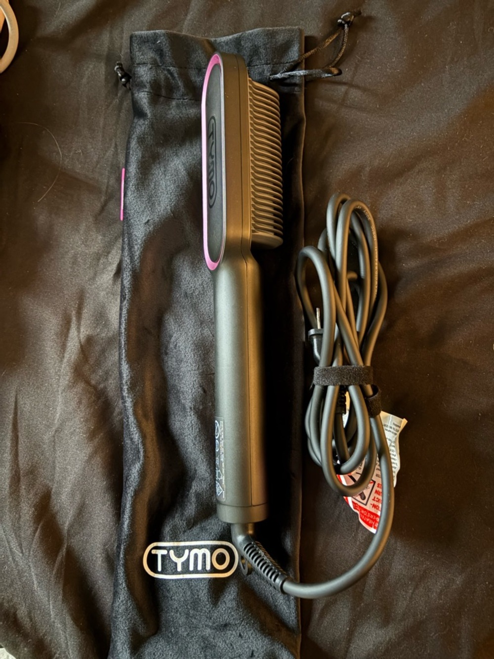 Tymo hair Bundle Corded Hair Straightening Brush in Black with Pink Trim